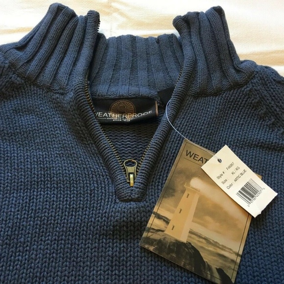 Weatherproof Men's XL blue sweater zip up NEW - Picture 2 of 7